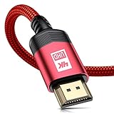 4K HDMI ケーブル 3m HDMI 2.0規格ハイスピード HDMI Cable 4K 60Hz/2K 144Hz/3840p/2160p UHD 3D HDR /18gbps高速イーサネットARC hdmi ケーブル - 対応 パソコンの画面をテレビに映す Apple TV,PS5/PS4/PS3, PC など適用 (レッド)