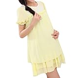 マタニティLadiesレディースシフォン無地セクシードレスMサイズ – イエロー