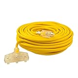ALEKO ECOI12G3O100FT ETL Heavy Duty 100' Extension Cord SJTW Triple Tap Lighted Plug 12/3 Gauge Indo