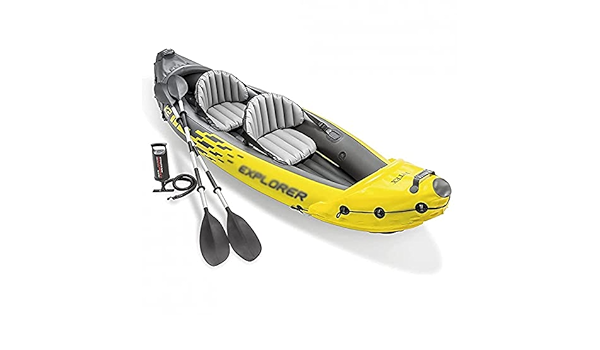 Amazon Co Jp インフレータブルカヤック ボートラフト アルミオールと高出力エアポンプを備えた2人用インフレータブルボート 釣りラフティングウォータースポーツ用のツーリングカヤック スポーツ アウトドア