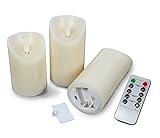 セットの3電池式ちらつきフレームレスキャンドル5インチ、6インチ、7-inch LEDキャンドルwith 10-keyリモートタイマー