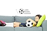 Personalizedカスタム名Soccer Life Heart Passion Quoteティーン寝室子供ステッカービニール壁デカール14インチx 28インチ