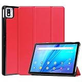 LANHOMEX アイリスオーヤマ IRISOHYAMA TM101N1-B (LUCA Tablet TM101) タブレットケース10.1インチ， PUレザー，IRISOHYAMA TM101N1-B (LUCA Tablet TM101)ケースカバー，三つ折りブラケット機能、美しい、超軽量、超薄、耐衝撃性、防塵、傷防止、指紋防止、全面保護カバー。(レッド)