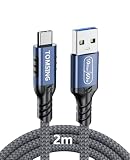 TOMSING USB Type C ケーブル 2m USB A to USB C 3.2 3A/60W急速充電 10Gbps 高速データ転送 高耐久 ナイロン編み 断線防止 充電ケーブル for iPhone 16 / 15 /iPad Pro/MacBook/Galaxy/Xperia/その他 Android 等 USB-C機器対応 (ブルーグレー,2m)