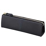 [ディアブロ] ペンケース メンズ 筆箱 革 レザー 三角 デザインカラー 【KA-517】 (ブラック×ブルー)