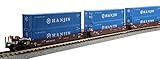 Kato USA Model Train Products Gunderson MAXI-I AOK #58101 Double Stack Car Set with HANJIN 40' Conta