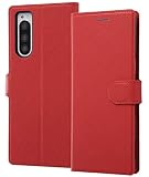 レイ・アウト Xperia 5（SO-01M/SOV41/SoftBank）用 手帳型ケース シンプル マグネット スリープ機能対応（レッド） RT-RXP5ELC3/R