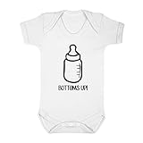 (フロソ) FLOSO 赤ちゃん・ベビー用 Bottoms Up(乾杯) 哺乳瓶プリント 半袖ボディースーツ ロンパース スリープスーツ ベビー肌着 パジャマ (18-24ヶ月) (ホワイト)
