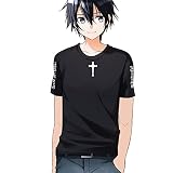 [RUIBOCOS] SAO ソードアート・オンライン キリト 印象Tシャツ コスプレ衣装 男女兼用 春夏服 (ブラック,XXXXL)