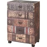 本型デザインチェスト/タンス 5段 木製(杉) 幅54cm×奥行35cm×高さ80cm アンティーク風 JAM-232