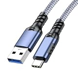 USB Type-C ケーブル 1M 10Gbps高速データ転送 3A急速充電 USB-A to USB-C ケーブル QC3.0対応 USB 3.2 Gen2規格 超高耐久ナイロン編み MacBook、xiaomi 、Pixel、Galaxy、Xperia、AQUOS等USB-C機種対応