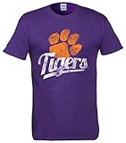Clemson Tigers Tシャツwith Distressed Vintage Pawロゴ パープル