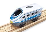 Hape(ハペ) 電池で走る!特急電車（ホワイト） 10×3.5×5.2cm 3才以上 木製 おままごと おもちゃ E3784