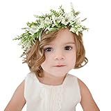 C-Princess 花輪 花冠 花かんむり ヘッドドレス カチューシャ 髪飾り ヘアアクセサリー ベビー ヘアバンド 子供 赤ちゃん 結婚式 ウェディング 写真撮影 (ホワイト)