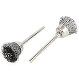 uxcell　軸付ワイヤーブラシ　研磨ブラシ　3mmのシャンク径　　ラウンドシャンク　2枚入り