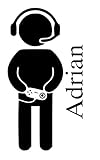 Gamer Player Adrian名Letters Childrens部屋ビニール壁アートステッカーデカール