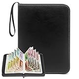 カードファイル,4つのポケットに400枚のカードを収納可能、50枚、表面の防水性と耐摩耗性のクリップ、を集める スターカード コレクションファイル（ブラック）