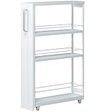 【すきま収納 隙間収納 キッチン ワゴン キャスター】 トールワゴン 幅15×奥行55×高さ85ｃｍ(KT-003)