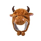 コスプレグッズ 着ぐるみ 牛のかぶりもの 帽子 可愛い 牛 キャップ 面白い モフモフ 防寒対策 動物 仮装 干支 プレゼント 年賀状 パーティー 撮影 小物 多目的 牛 帽子 耳が動く 帽子動物 乳牛 牛 かぶりもの キャップ 牛 干支 着ぐるみ (茶色)