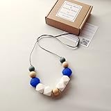 'Finland' Designer Teething Necklace & Gift Box; Silicone & Natural Wood Jewelry by Pretty Mom & Lov