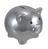 メタリックシルバーセラミック貯金箱5 1 / 2 in。