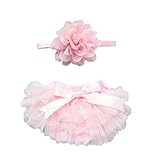 Ruffle Tutu Bloomer & Lace Flower Infant Headband Set, Newborn Baby Girl, Ballet Pink by Couture Flo