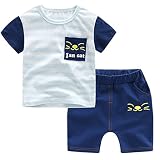 Little Boy 's 2ピースClothingセット、コットントップスとブルーショーツ カラー: ブルー