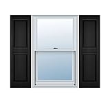 Ekena Millwork LP2S12X06300BL Lifetime Vinyl, Standard Two Equal Panels, Raised Panel Shutters with 