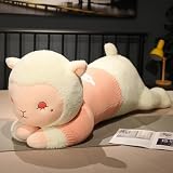 可愛いひつじ抱き枕 ふわふわ羊ぬいぐるみ 大きい羊動物ぬいぐるみ 大きいクッション (90cm, ホワイト)