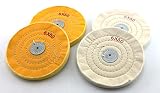 Speed MAO 150mm コットン 布 バフ ホイール （黄 ・ 白）＆ クロス セット 仕上げ 両頭 グラインダー にも (黄＆白 各2)