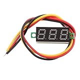 IPOTCH デジタル電圧計　3線　電圧メーター　DC 0-100V　LEDディスプレイ　0.28''　4色　 - 青