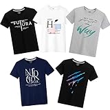 [Daycloth] Tシャツメンズ 半袖 インナーシャツ 綿100% 5点セット 丸襟プリント 肌着 柔らかい 快適 抗菌防臭 カジュアルトップス メンズ 服 (ミックスカラ, M=日本サイズXS) … …