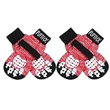PUPTECK 犬 靴下 滑り止め マジックテープ付き 脱げない 舐め防止 肉球保護 通気性 柔らかい 介護 サポート 転倒防止 犬用靴下 4個セット 可愛い 屋内用 老犬 シニア犬 小型犬 中型犬 大型犬 (レッド, XLサイズ)