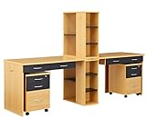 学習デスク twin desk（ツインデスク） (A:引出しプラスチックレール, ナチュラル／ブラウン)