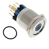 Baosity 耐久性 互換性　22mm　ボタン　ステンレススチール　1NO 1NC 　プッシュボタン　スイッチ　LEDライト付き　12V