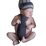 Hibote（ハイボット）写真プロップ新生児の赤ちゃんの少女かぎ針編みのニットコスチューム服ギフトセットHat + Tie