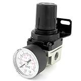 uxcell 圧力調整器　エアーレギュレーター　空気圧　エアソース治療レギュレータ AR2000-02調整 1/4 "PT ワット 圧力計