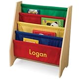 KidKraft Personalized Primary Sling Bookshelf with Yellow Block - Logan [並行輸入品]