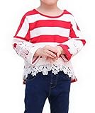 (スマイル ワキキ)Smile YKK 九分袖 ボーダーＴシャツ キッズ 女の子 トップス ガールズ レース ピンク 110