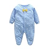 Weixinbuy Infant Baby Boys Girls綿蝶結びsnap-upロンパースFootie Clothes US サイズ: M カラー: ブルー