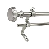 High Quality 5/8 Montevilla Core Knob Double Telescoping Drapery Rod Set, 26-48, Antique Silver
