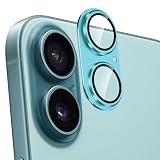 Kakuki for iPhone 16 /iPhone 16 Plus カメラフィルム アルミ合金製＋AR高透過率強化ガラス アイフォン16プラス/ アイフォン16 一体型レンズ保護フィルム 耐衝撃 露出オーバー防止 アルミ合金 カメラカバー(iPhone 16 Plus/iPhone 16) (ティール)