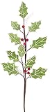 パックの24人工グリーンとホワイトGlitter Holly Leaf with BerriesクリスマスSprays 22 "