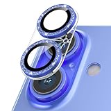 Podick カメラフィルム iPhone 16/16 Plus用 カメラカバー キラキラ 9H強化ガラス アルミ合金 アイフォン16/16Plus用 カメラ保護 ピカピカ キズ防止 耐衝撃 高透過率 黒縁取り 露出オーバー防止 極薄 レンズカバー プロテクター ブルー