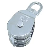 ステンレス滑車 ステンレス豆ブロック 型式 50×2MS 車径 50 mm 使用荷重 250 kg 全長A 130 mm 横巾B 55 mm 厚さC 56 mm 溝巾 13 mm スリーエッチ HHH