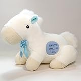 お馬さんの体重ぬいぐるみ（男の子　十二支午年）ブルーのリボン付き　生まれた時の体重で作る干支のウェイトドール