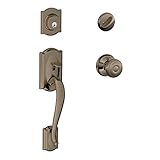 Camelot Single Cylinder Handleset and Georgian Knob, Antique Pewter (F60 CAM 620 GEO) by Schlage Loc