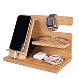スマホスタンド 多機能 収納 木製 おしゃれ メガネ 財布 スマホ置き 腕時計 デスクオーガナイザー ドックステーション プレゼント ギフト 退職祝い 誕生日の贈り物 父の日