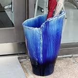信楽焼 青ガラスひねり傘立て しがらき焼 笠立て 陶器 おしゃれ kt-0233