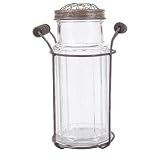 Creative Co-Op DA2581 Glass Vase with Metal Flower Lid, 7-Inch by Creative Co-op